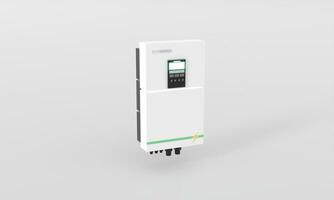 3d render isolate big solar cell inverter system controller house equipment on white background. solar cell sunlight Eco natural clean energy Environment photo