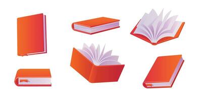 book with red spine and cover blank 3d mockup vector