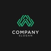 Abstract logo of the letter A and W combined into  a triangle. In turquoise green color.Suitable for companies focusing on quality and simplicity. Editable and easy to custom vector