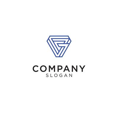 the letter G in triangles and optical illusions.  The color is blue and very elegant. Editable and easy to custom