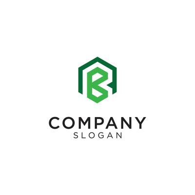 the letter AB or BA in a simple hexagon form. Editable and easy to custom.