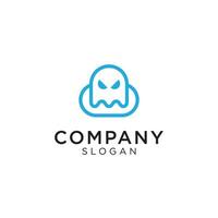 a cute ghost icon logo combined with cloud elements. Editable and easy to custom vector