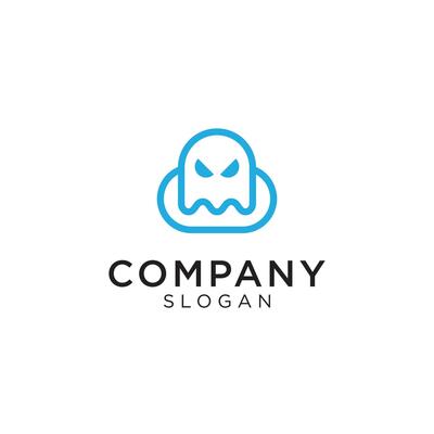 a cute ghost icon logo combined with cloud elements. Editable and easy to custom