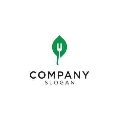 fork logo in negative space combined with leaf shape. Editable and easy to custom.