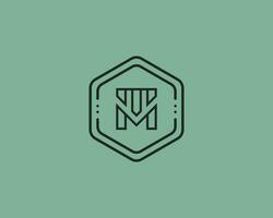 elegant T and M logo with hexagon frame. looks luxurious and premium. editable and easy to custom vector