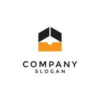 house logo with a lamp symbol combined with negative space. vector