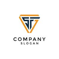 logo letters S and F in a triangular arrangement that becomes a shield of protection or defense. vector