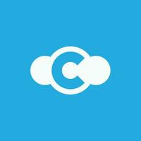 letter C blue cloud logo. vector