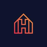 modern letter H line arrow house logo. vector