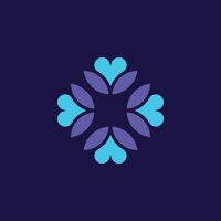 Elegant and modern floral logo with a repeating 4 sided symmetrical shape. vector