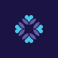 Elegant and modern floral logo with a repeating 4 sided symmetrical shape. vector