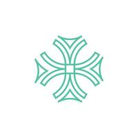 abstract square mandala logo with sharp corners. 4-sided symmetrical shape. vector