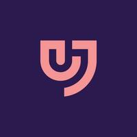 modern bold letter UJ or JU logo vector