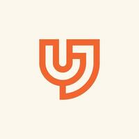 elegant line letter UJ or JU logo vector