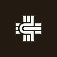 elegant vintage letter C cross symbol logo vector