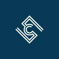 straight line SC or CS logo. linear line logo. square SC or CS logo vector