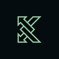 letter K arrow logo. turn back K logo. backward direction letter K logo. vector