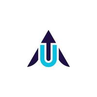 AU or UA logo. perfect combination of letter A and U with arrow pointing up vector