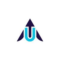 AU or UA logo. perfect combination of letter A and U with arrow pointing up vector