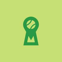 tennis keyhole logo. sports field location logo. tennis center logo vector