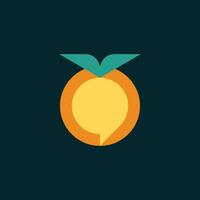 orange chat logo. fruit orange and leaf symbol vector