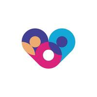 love forum logo. a combination of heart, human and human symbols. discussion man logo. logo community forum. vector