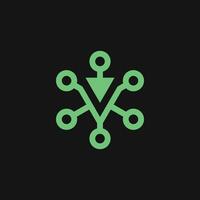 letter V network link connection logo vector