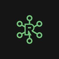 letter R network link connection logo vector