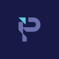 Futuristic modern initial letter P arrow logo vector