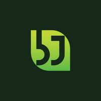 green natural modern letter B and J leaf logo vector