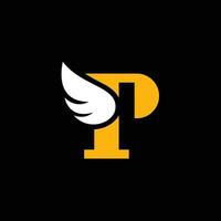 modern and bold letter P wing logo vector