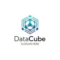 modern hexagonal storage data cube logo vector