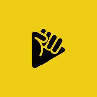 clenched fist logo combined with play button vector