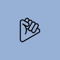 clenched fist lines logo combined with play button button vector