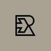 initial letter R lines arrow forward direction logo vector