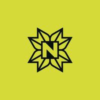 modern letter N leaves lines natural logo vector