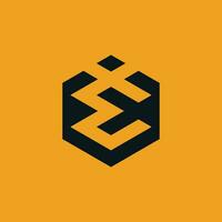 initial letter IE or EI hexagon monogram logo vector