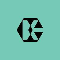 simple and abstract letter E and K hexagonal logo vector