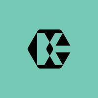 simple and abstract letter E and K hexagonal logo vector