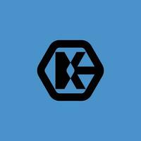 simple and abstract letter E and K hexagonal logo vector