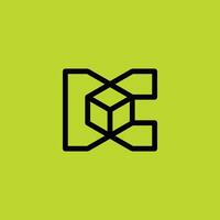 straight and simple initial letter C cube box logo vector