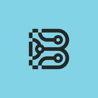 modern initial letter B network tech connection logo vector