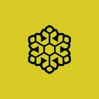 abstract flower logo with hexagon core represent technology vector