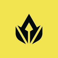 initial letter A with spear arrow and leaf logo vector