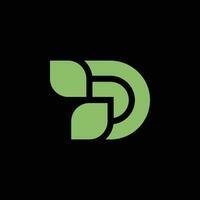modern and bold letter D leaf nature logo vector