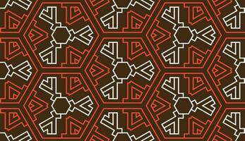 abstract geometric red hexagonal lines and brown seamless pattern vector