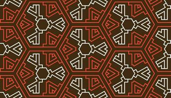 abstract geometric red hexagonal lines and brown seamless pattern vector