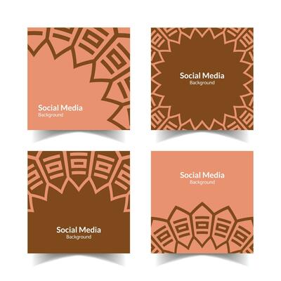 simple and modern pink brown floral square flat social media background