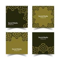 simple and modern brown gold floral square flat social media background vector