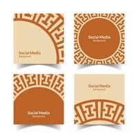 simple and modern cream orange floral square flat social media background vector